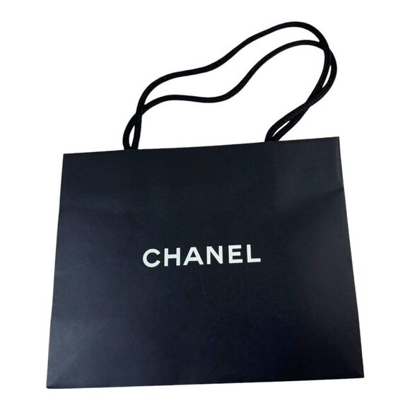 Chanel Black Shopping Gift Bag Tote w/ Rope Handles 9.5” X 12” Authentic Storage - Picture 1 of 5